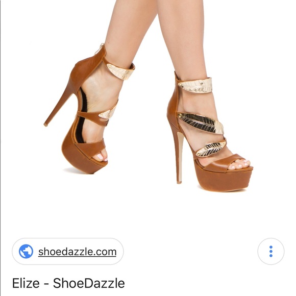 SHOEDAZZLE cognac gold leaf platform sandals - Picture 2 of 8
